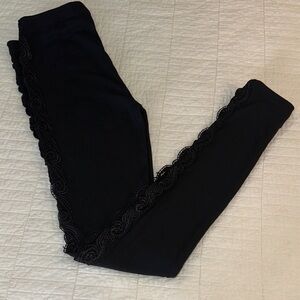Black Lace Trim Leggings Small NWOT Cotton Spandex